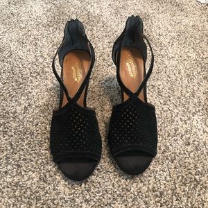 Seychelles Open Toe Black Heels, size 7